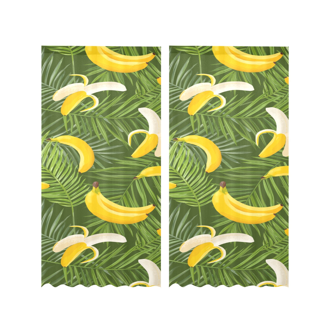 Banana Palm Leaves pattern Gauze Curtain