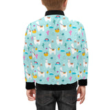 Llama alpaca cactus leaves pattern Kids' Boys' Girls' Bomber Jacket