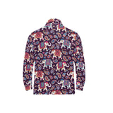 Elephant indian style ornament pattern Men's Long Sleeve Polo Shirt