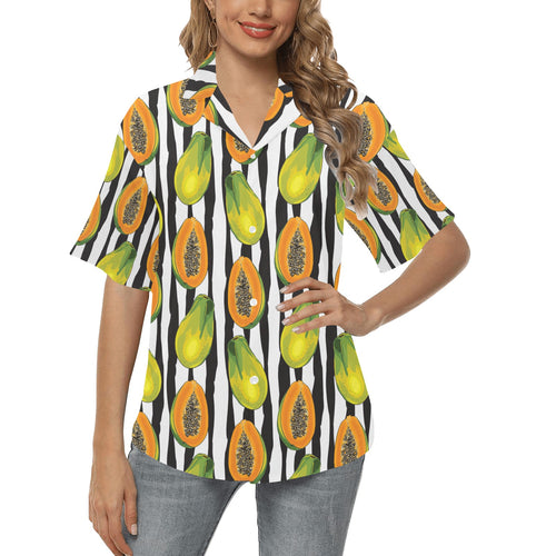 papaya design pattern Women's All Over Print Hawaiian Shirt