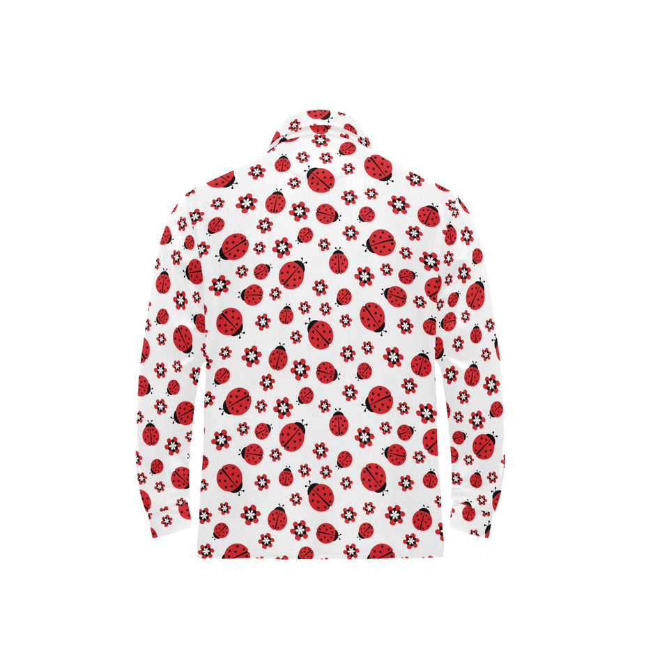 Ladybug Pattern Print Design 04 Men's Long Sleeve Polo Shirt