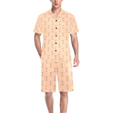 Engine Piston Cream Background Pattern Design 04 Men's V-Neck Short Pajama Set