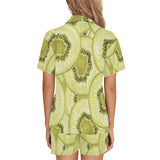 Sliced kiwi pattern Women's V-Neck Short Pajama Set