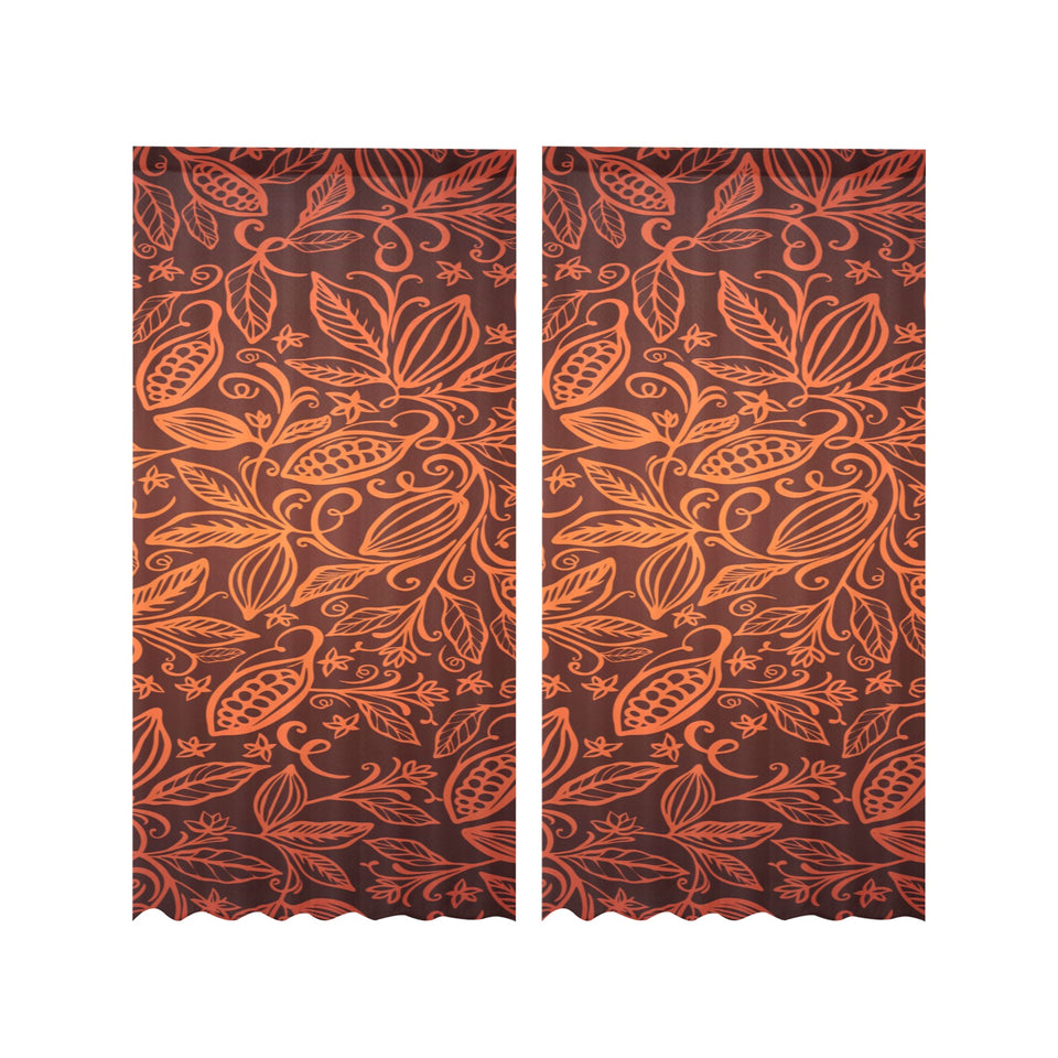 cacao beans tribal polynesian pattern Gauze Curtain