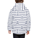 Anchor rope nautical pattern Kids' Boys' Girls' Padded Hooded Jacket