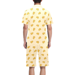 Cheese pattern Men's V-Neck Short Pajama Set