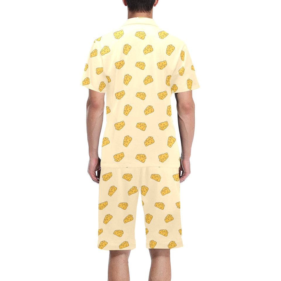 Cheese pattern Men's V-Neck Short Pajama Set