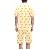 Cheese pattern Men's V-Neck Short Pajama Set