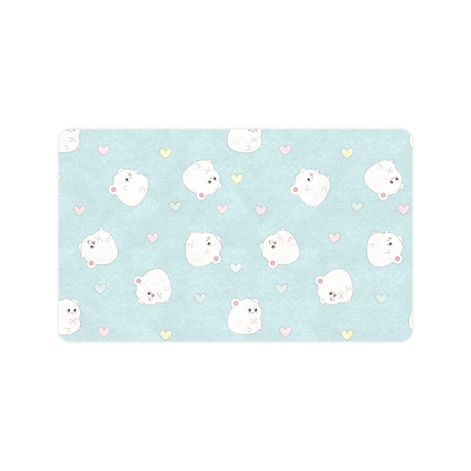 White cute hamsters heart pattern Doormat