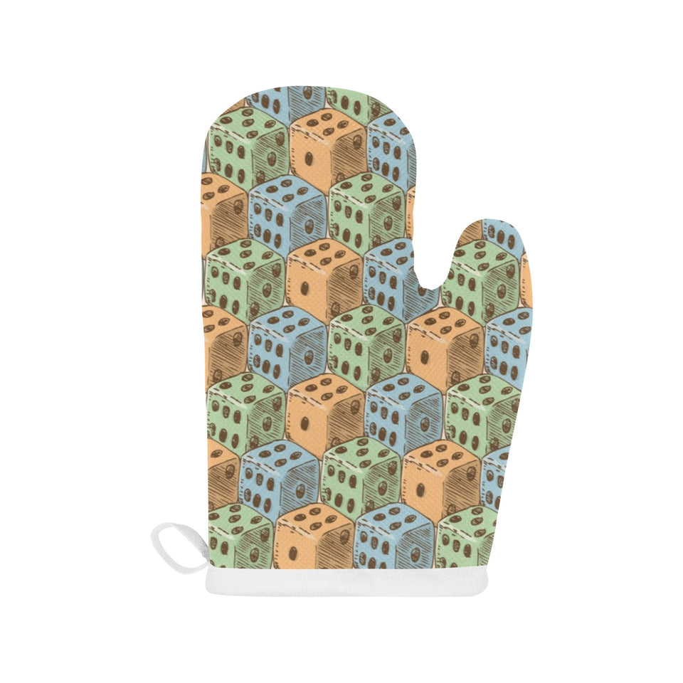 Dice Pattern Print Design 05 Heat Resistant Oven Mitts