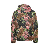 Horse head wild roses pattern Kids' Boys' Girls' Padded Hooded Jacket