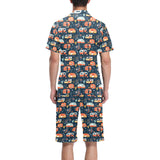 Camper Van Pattern Print Design 05 Men's V-Neck Short Pajama Set