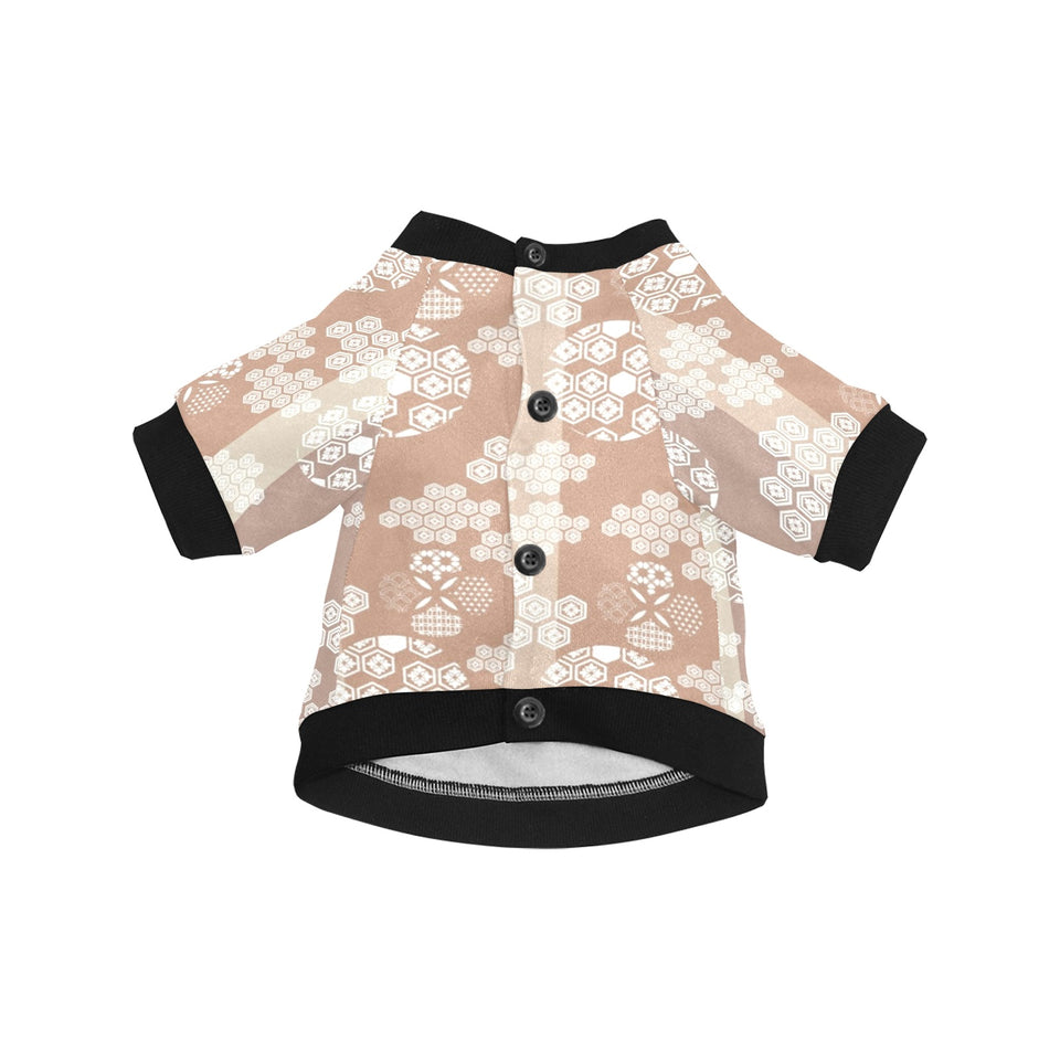Beautiful hexagon japanese  pattern All Over Print Pet Dog Round Neck Fuzzy Shirt