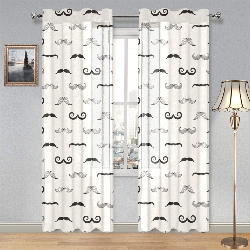 Mustache Beard Pattern Print Design 05 Gauze Curtain