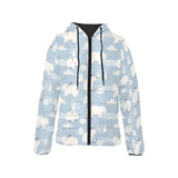 Cute polar bears Christmas decoration pattern Women's Padded Hooded Jacket