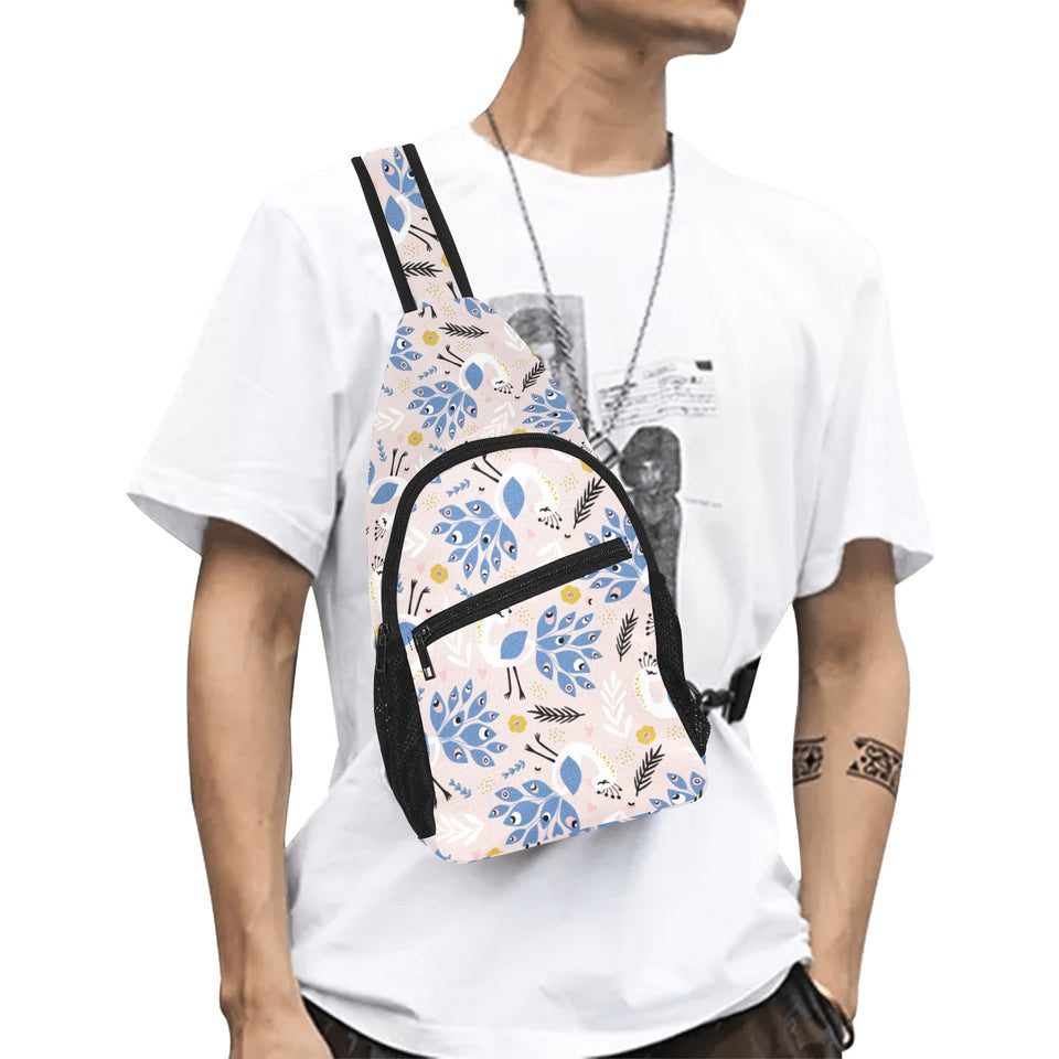 Cute peacock pattern All Over Print Chest Bag