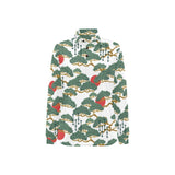Bonsai red sun japanese pattern Women's Long Sleeve Polo Shirt