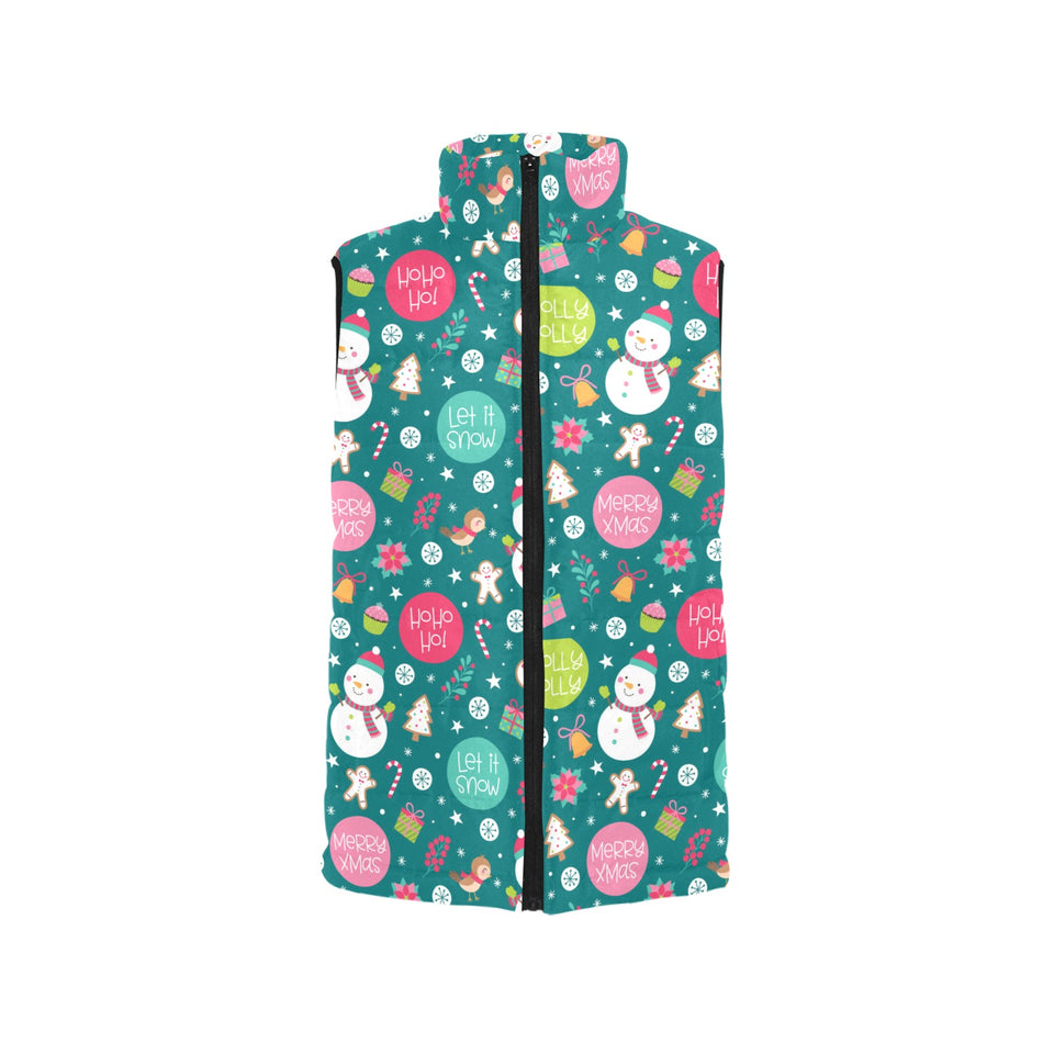 Snowman bird decorative elements christmas pattern Women's Padded Vest