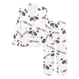 Hand Drawn faces of pandas pattern Women's Long Pajama Set