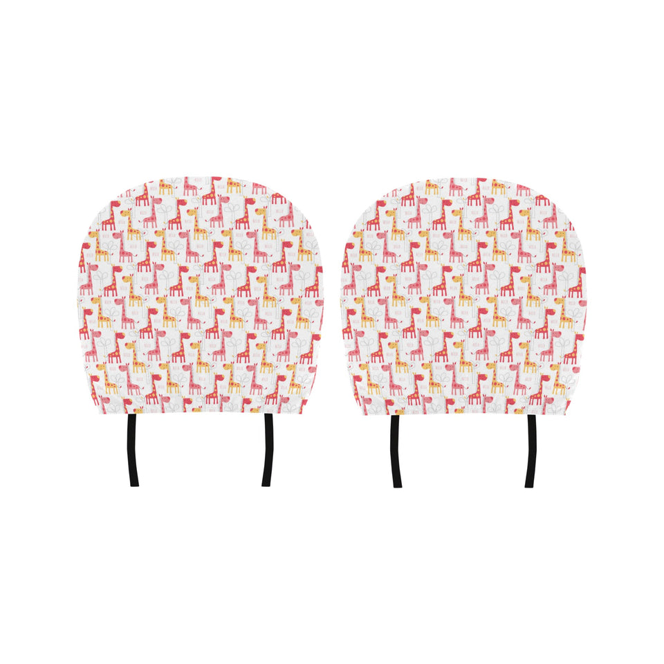 Giraffe Pattern Print Design 03 Car Headrest Cover