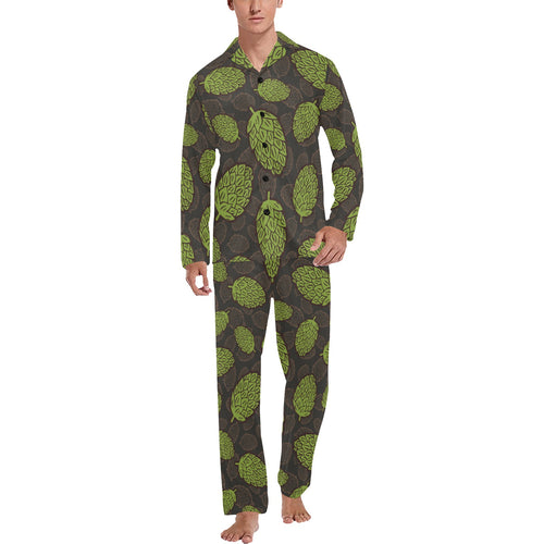 Hop pattern black background Men's Long Pajama Set