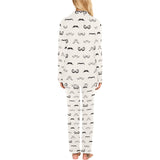 Mustache Beard Pattern Print Design 05 Women's Long Pajama Set