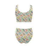 Tennis Pattern Print Design 03 Chest Bowknot High Waisted Bikini Swimsuit