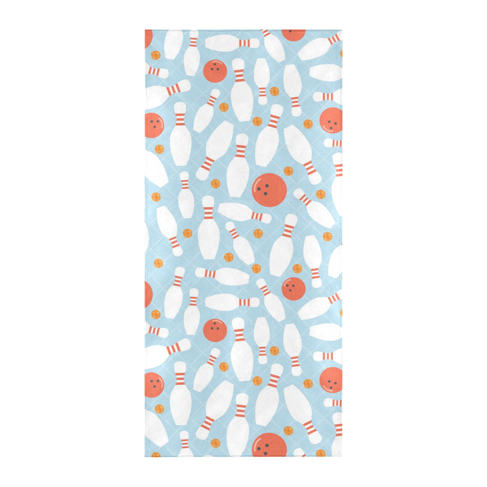 Bowling ball bowling pins blue blackground Beach Towel