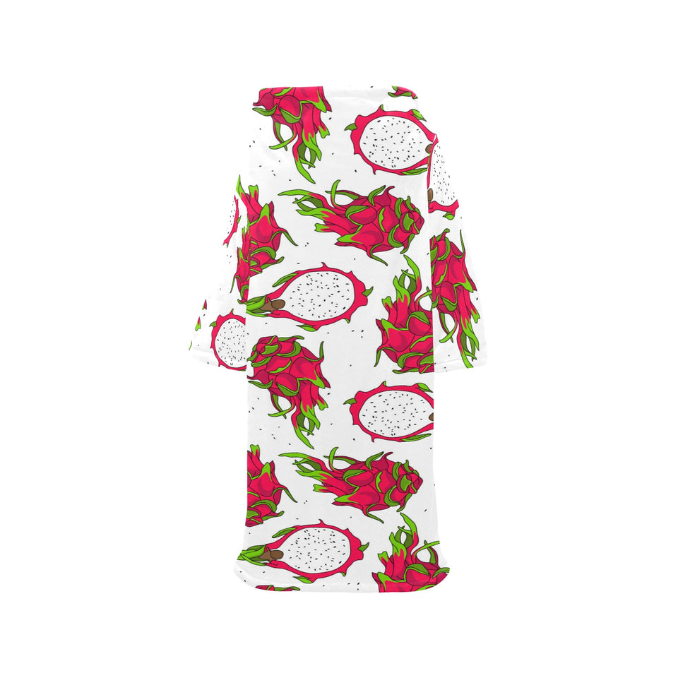 dragon fruits white background Blanket Robe with Sleeves