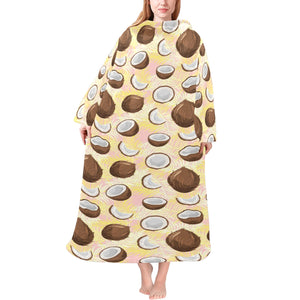 Coconut Pattern Print Design 05 Blanket Robe with Sleeves