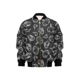 Garlic pattern black background Kids' Boys' Girls' Bomber Jacket