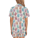 Chemistry Periodic Table Pattern Print Design 02 Women's V-Neck Short Pajama Set