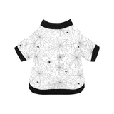Spider web cobweb pattern white background All Over Print Pet Dog Round Neck Fuzzy Shirt