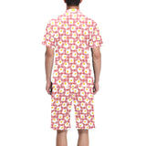 Fried Eggs Pattern Print Design 03 Men's V-Neck Short Pajama Set