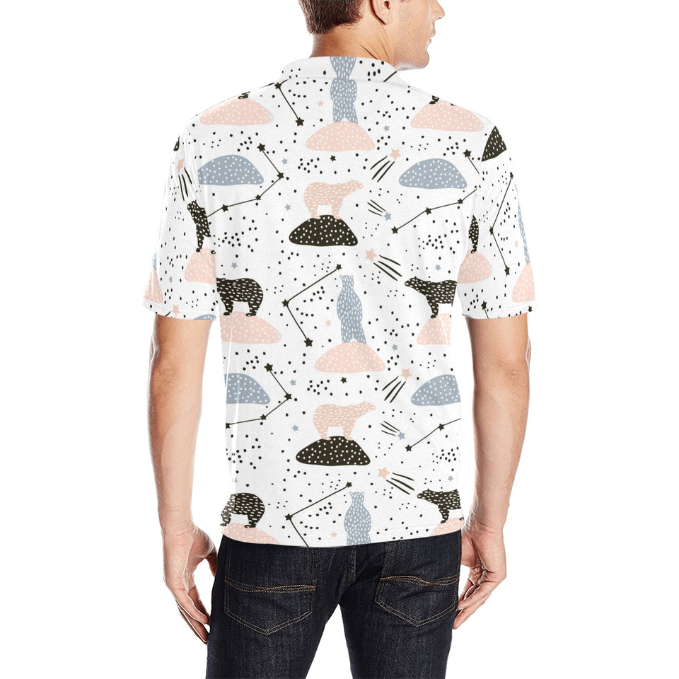 Polar bears star poka dot pattern Men's All Over Print Polo Shirt