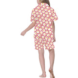 Fried Eggs Pattern Print Design 03 Kids' Boys' Girls' V-Neck Short Pajama Set