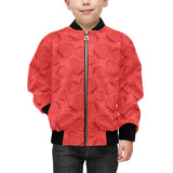 strawberry pattern red background Kids' Boys' Girls' Bomber Jacket