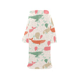 Cute whale pattern Blanket Robe with Sleeves
