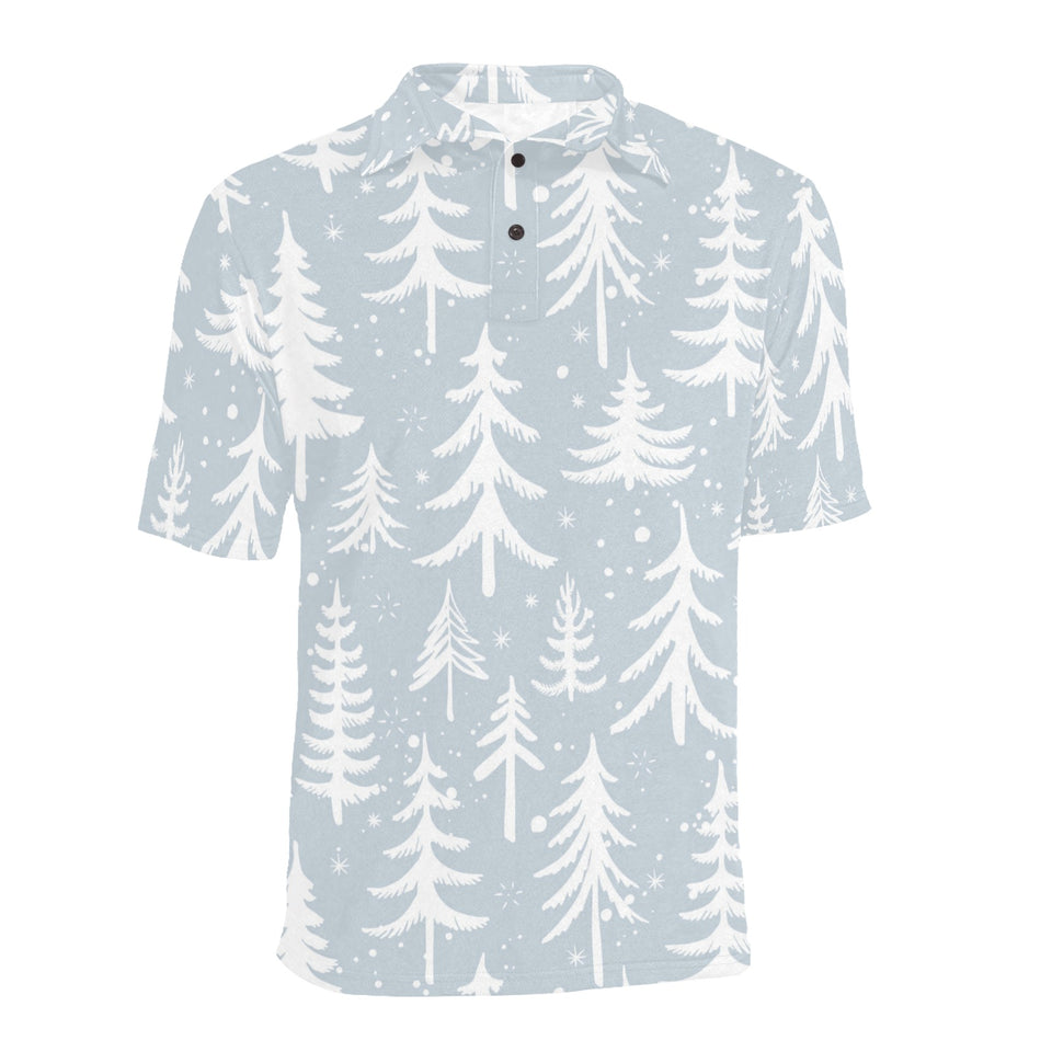 Christmas tree winter forest pattern Men's All Over Print Polo Shirt