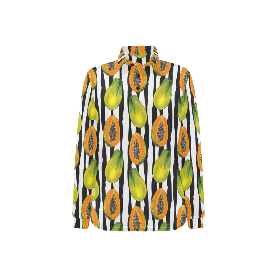 papaya design pattern Women's Long Sleeve Polo Shirt