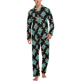 Sea turtle blue stone pattern Men's Long Pajama Set