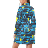 Shark dangerous Women's Long Sleeve Belted Night Robe