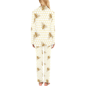 Bee honeycomb seamless design pattern Women's Long Pajama Set