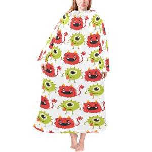 Alien Pattern Print Design 05 Blanket Robe with Sleeves