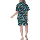 Dragon sea wave pattern Kids' Boys' Girls' V-Neck Short Pajama Set
