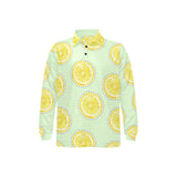 slice of lemon pattern Men's Long Sleeve Polo Shirt
