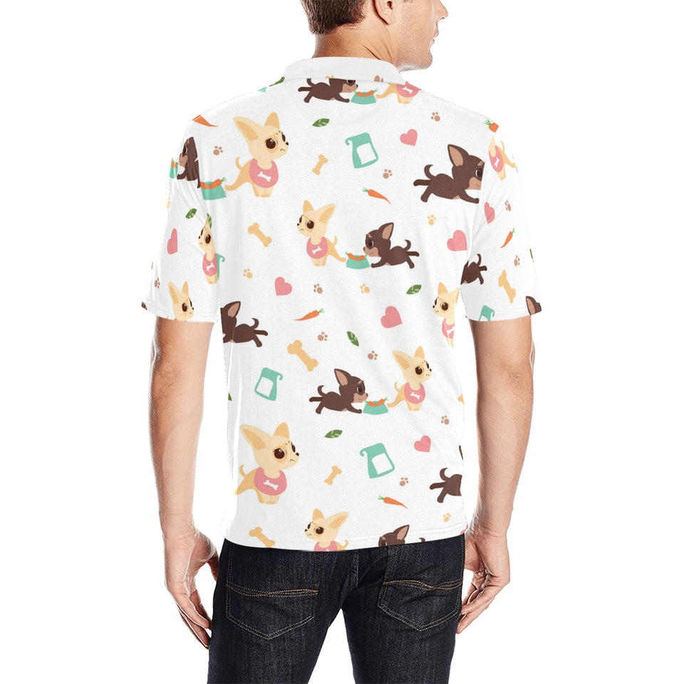 Cute Chihuahua puppie pattern Men's All Over Print Polo Shirt