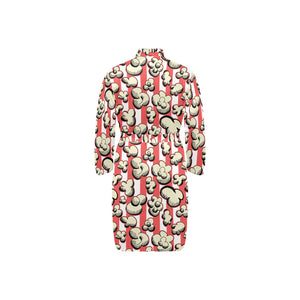 Popcorn Pattern Print Design 05 Men's Long Sleeve Belted Night Robe
