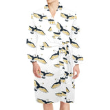 Eagle Pattern Print Design 03 Men's Long Sleeve Belted Night Robe
