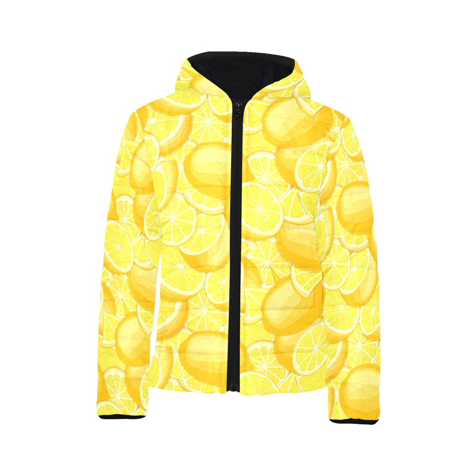 lemon pattern Kids' Boys' Girls' Padded Hooded Jacket